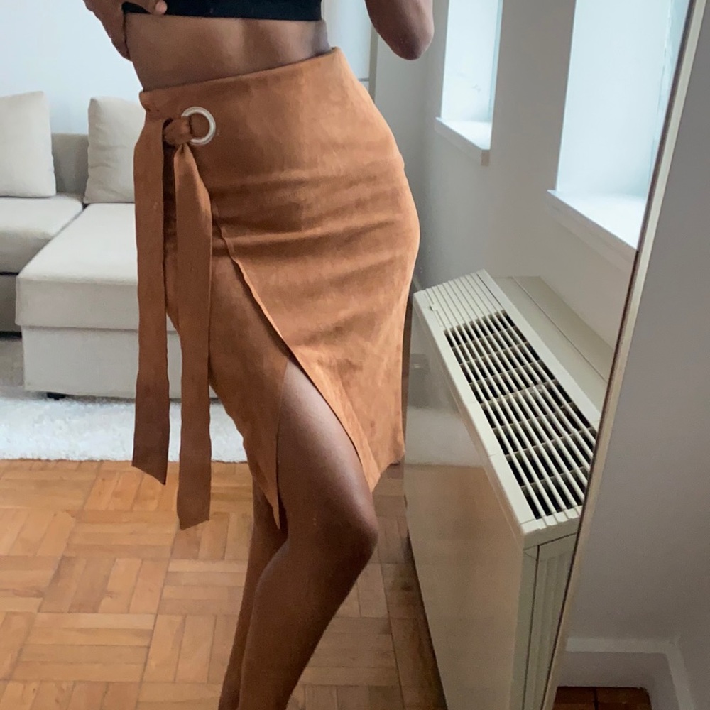 midi pencil suede skirt